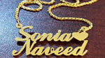Gold plated two name necklace