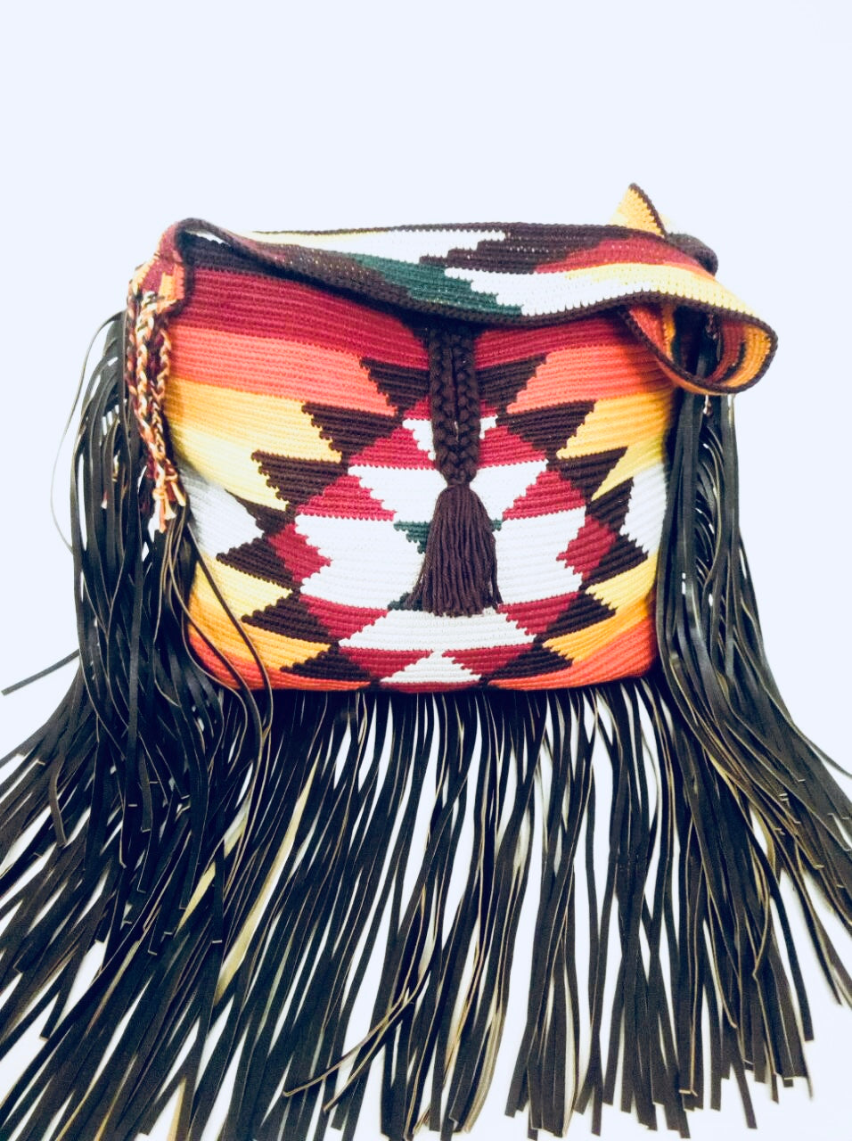 Sunny shoulders bag with leather strips