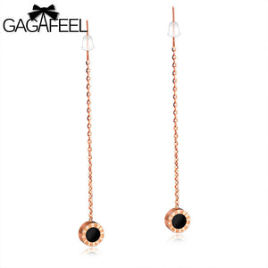 GAGAFEEL Long Ear Line Women Drop Earrings With Store Stainless Steel Chain Jewelry Rose Gold Color Geometry Female Girl  Gift